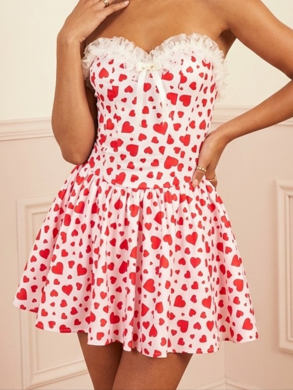 Sugar Thrillz Dolls Kill pink red heart print girlie cute lace mini dress xl NWT